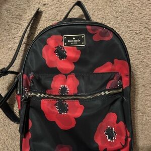 Kate Spade Red Floral on Black Backpack